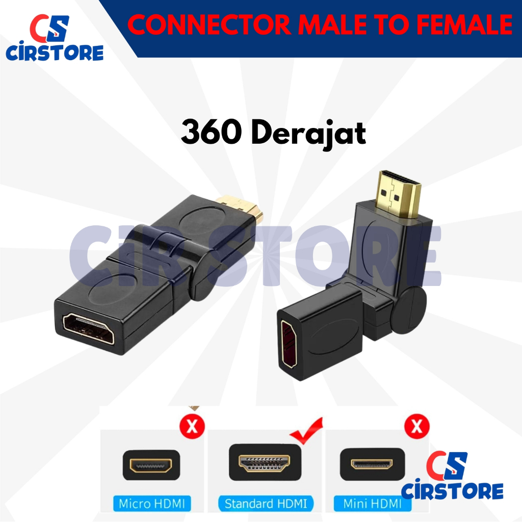 Konektor Hdmi Male to Female 360 Derajat/ konektor HDMI Male To Hdmi Female 360 Degree / 3D Support 
