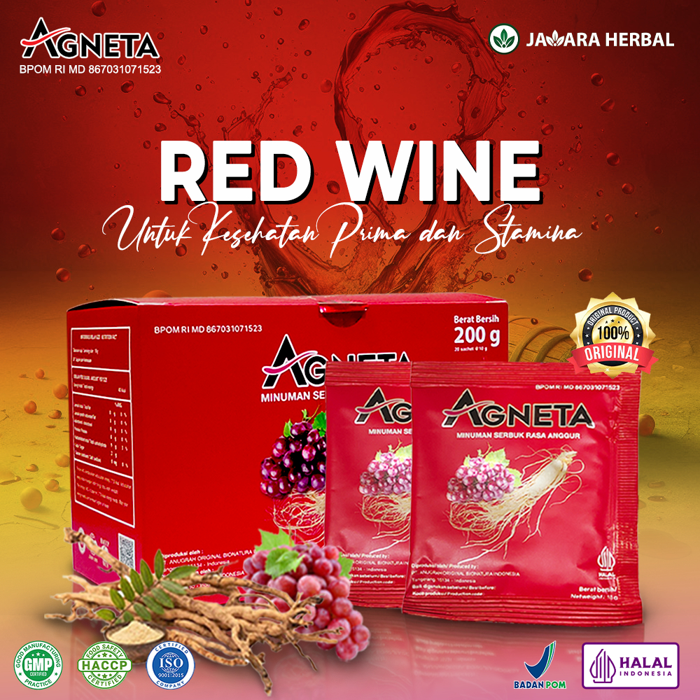 

5 Sachet Agneta redwine Original Minuman Gingseng Tanpa efek Samping uuntuk stmina pria