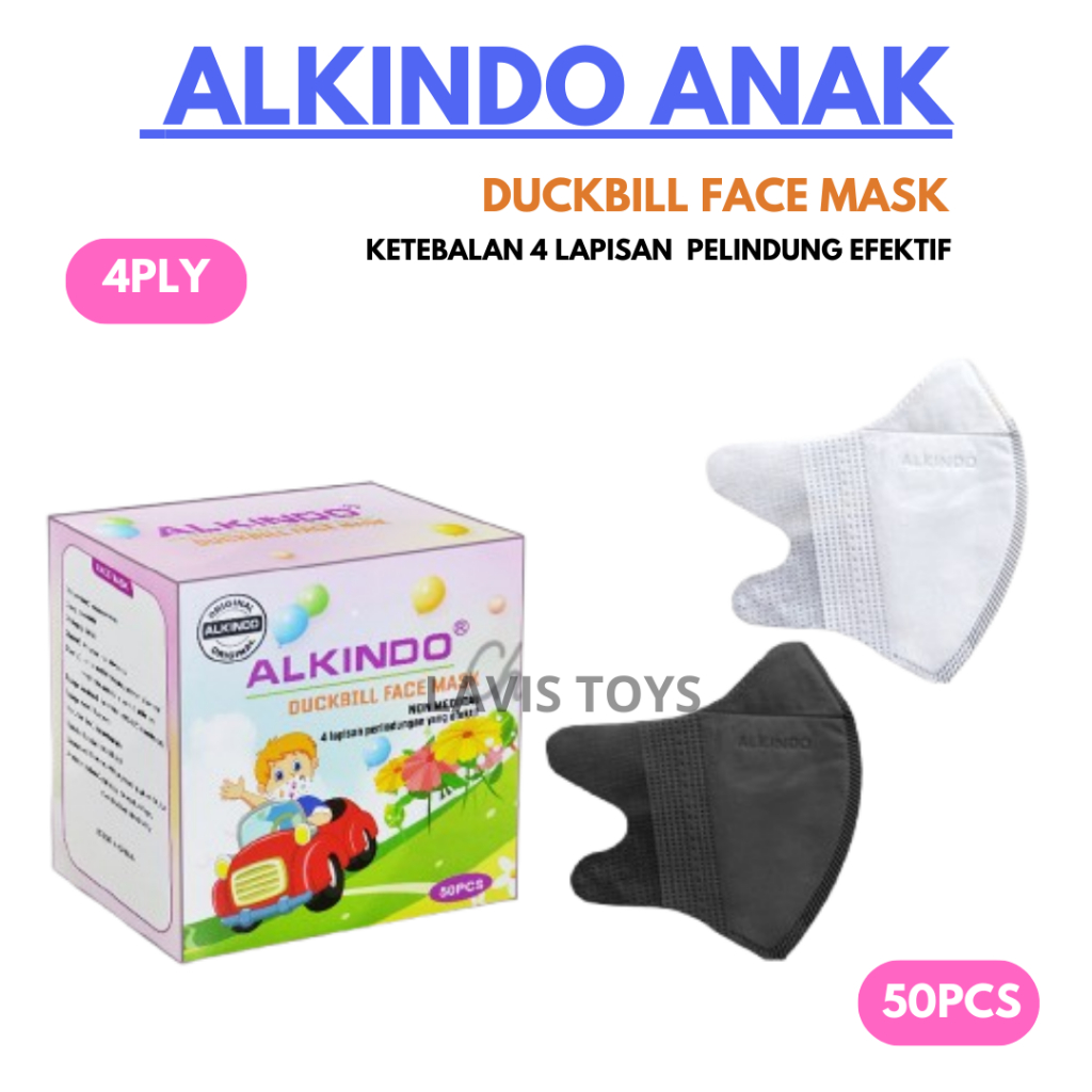 Masker Duckbill Anak Alkindo 4Ply Masker Duckbill Alkindo Anak 1Box Isi 50Pcs