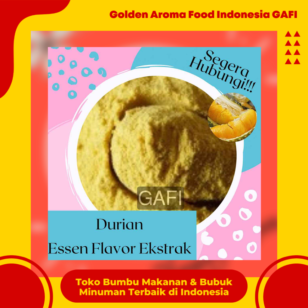 

Bubuk Durian Pure Efe 1/2 kg Murni Essen Flavour Ekstrak 500 Gram Serbuk Duren Kingfruit Pure Plain Essence Flavor no gula no creamer Murah Supplier GAFI Bandung Cookies Minuman Eskrim HALAL FOOD GRADE