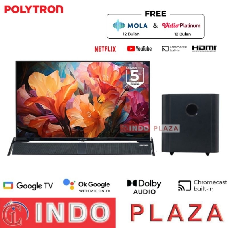 TV POLYTRON 32 Inch GOOGLE TV PLD-32BG9058 CINEMAX SOUNDBAR (Khusus Medan)