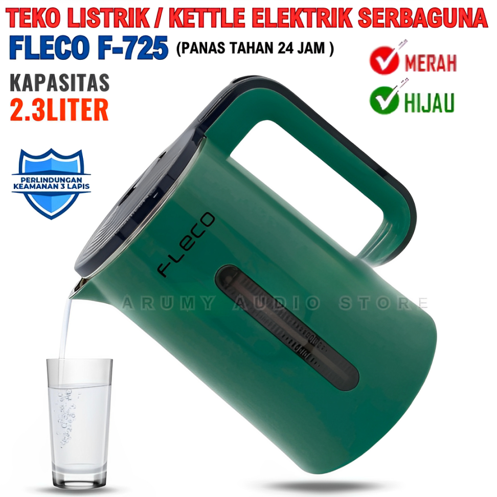 Fleco F-725 Teko Listrik 2.3L - Pemanas Air Stainless Steel