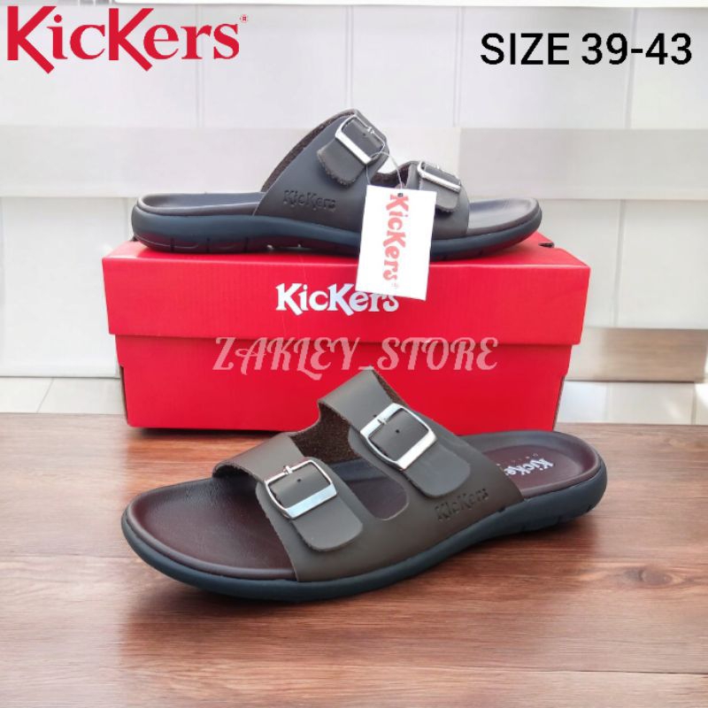 SANDAL SLOP KICKERS COWOK KULIT SENDAL PRIA DEWASA DUA TALI PENGIKAT SANDAL SELOP ANTI SELIP TIDAK L