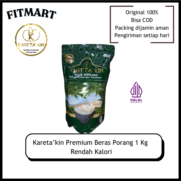 

Kareta'Kin Premium 1 kg (23 kkal) | Beras/Nasi Porang Pengganti Shirataki Instan Premium