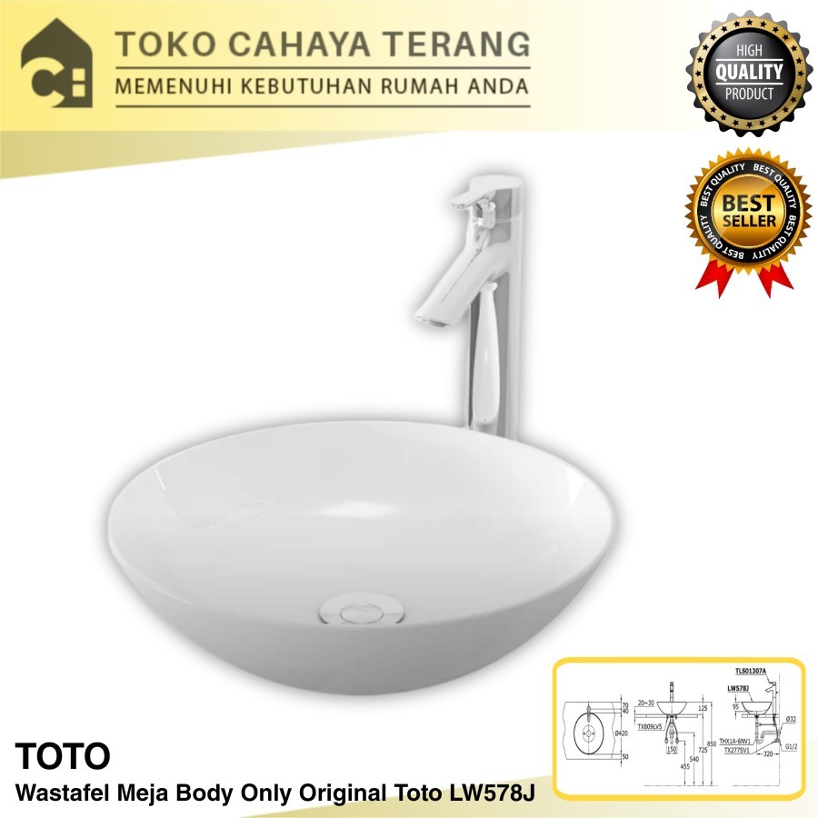 Wastafel Meja Mangkok Toto LW578 Body Only / Wastafel Original Toto