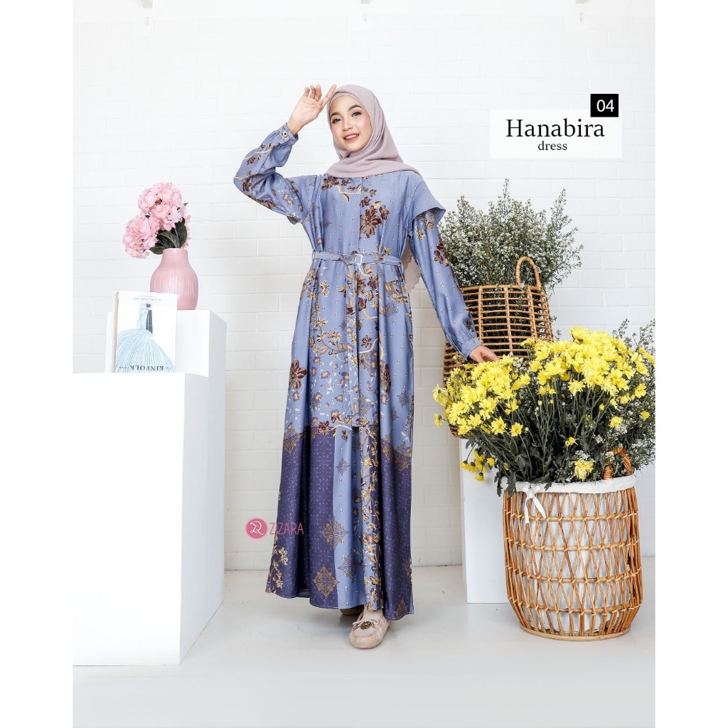 Dress Hanabira by Zizara Original Gamis Muslimah Bahan Adem