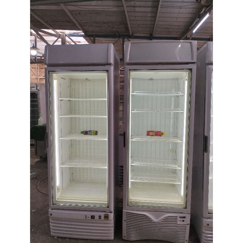 upright glassdoor freezer 1 pintu bekas bergaransi