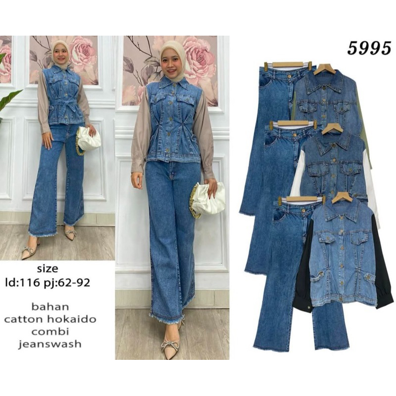 Zapa Oneset jeanswash | setelan jeans viral | Set jeans murah
