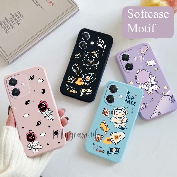 Softcase Square Edge Silikon Motif UV For Oppo A3X A3 NFC A17 8T A77S A57 2022 Kesing  HP Motif Lucu