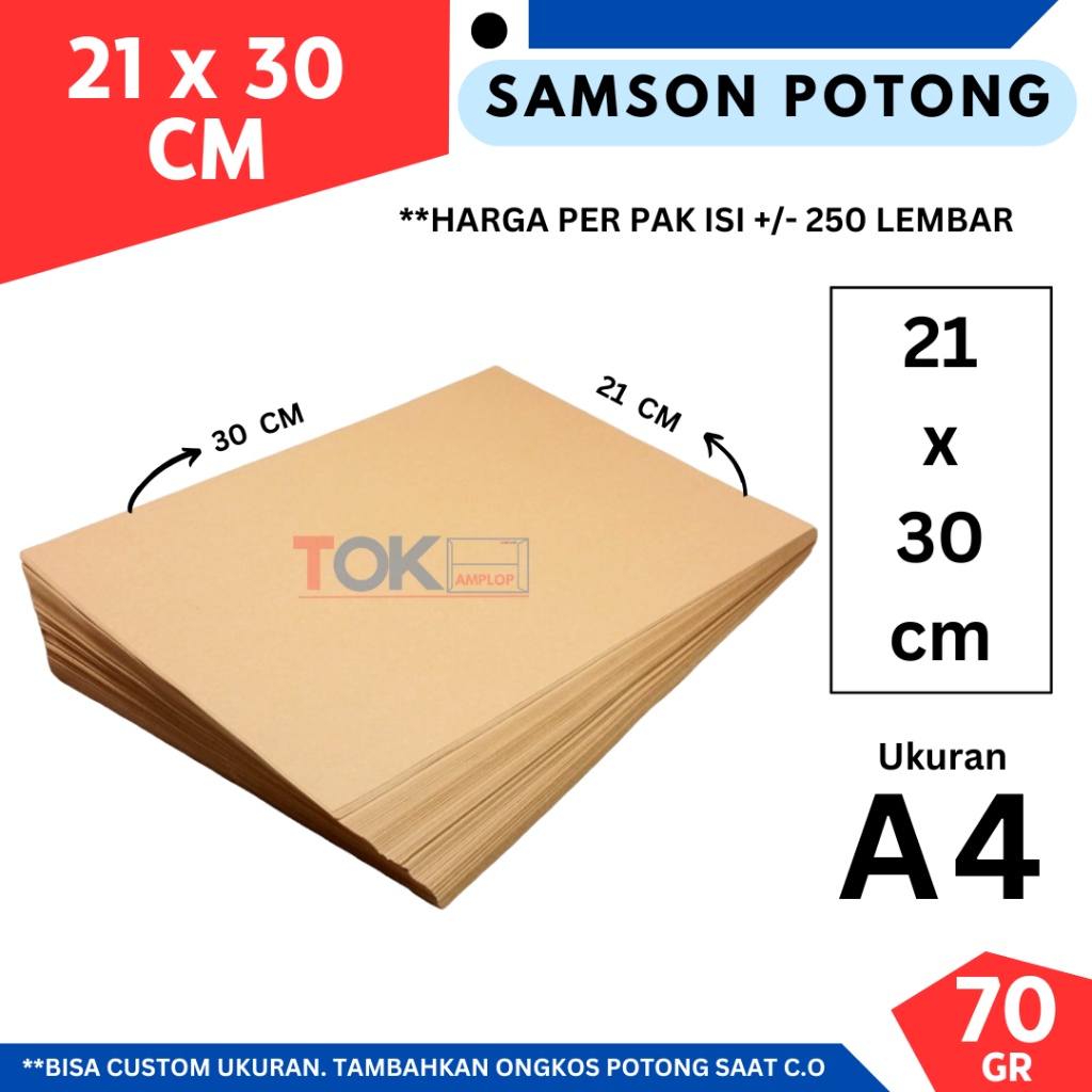 

Kertas Samson (250lbr) A4 21x30 KERTAS PEMBUNGKUS JunDW