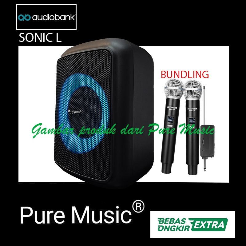 Audiobank Sonic L Speaker Partybox Karaoke Original Input Mic & Bluetooth