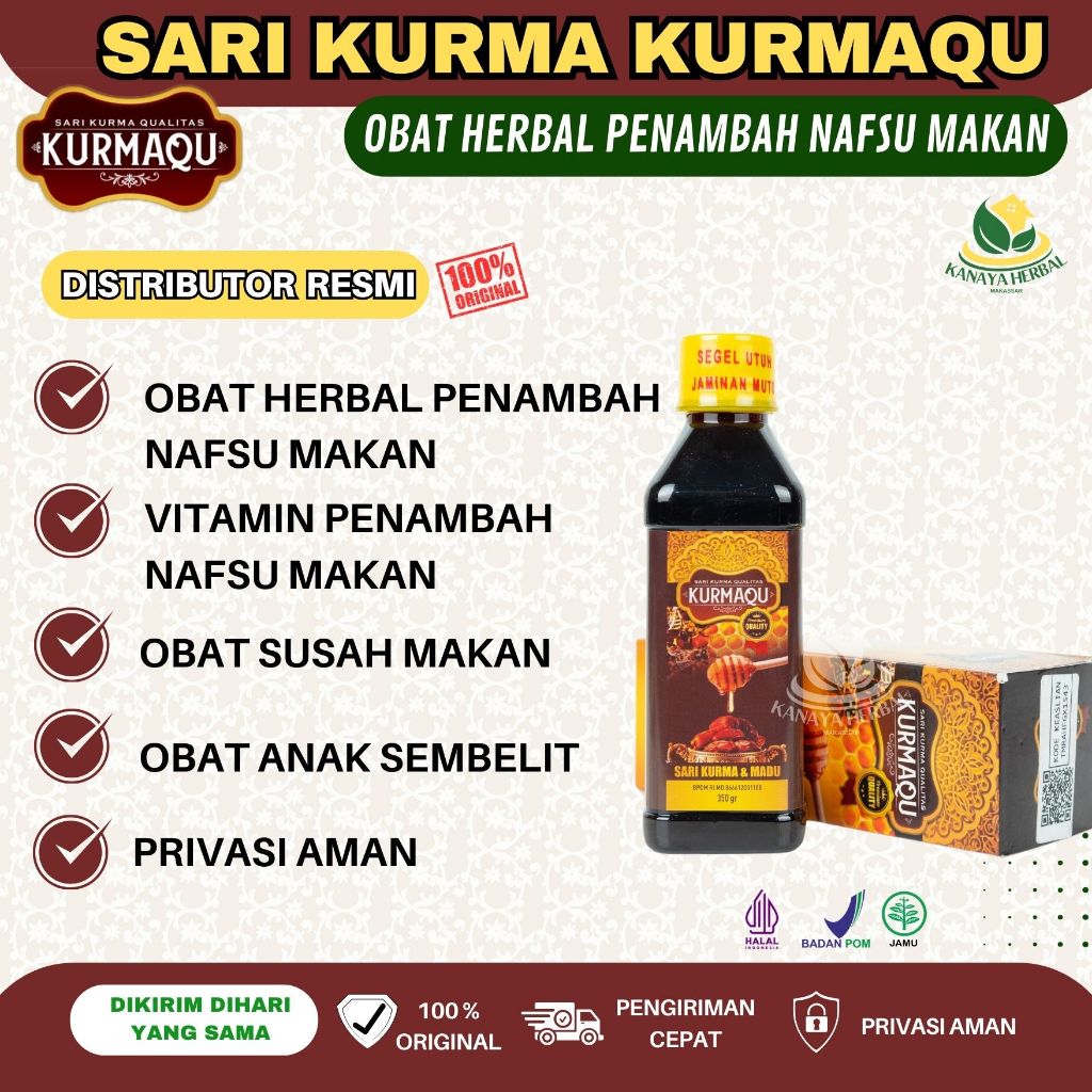 Obat Herbal Penambah Nafsu Makan, Vitamin Penambah Nafsu Makan KURMAQU Sari Kurma Dan Madu Original