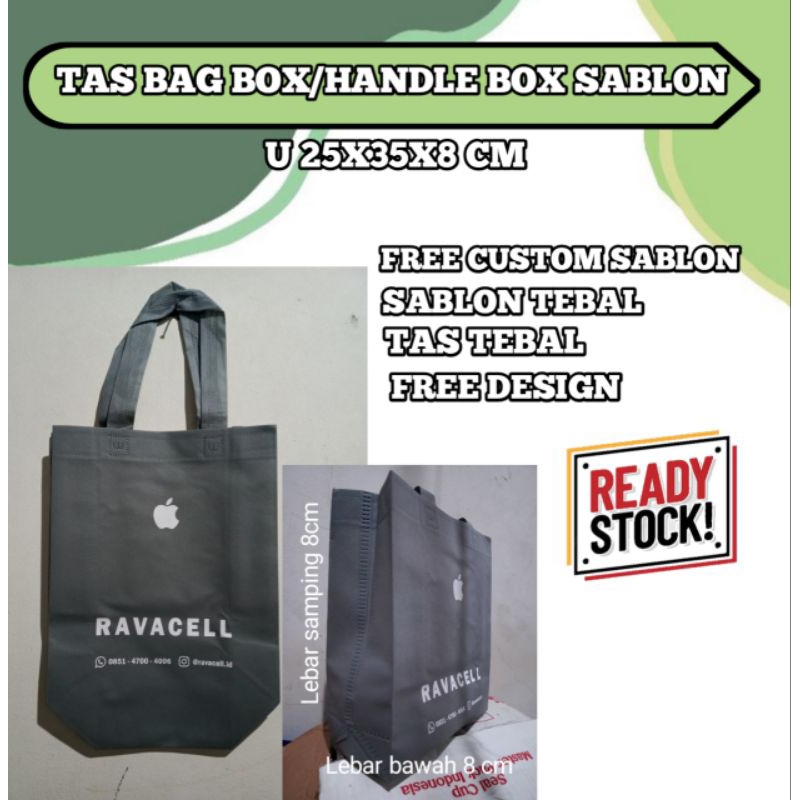 

Tas goodi bag Box/handle box ukuran 25x35x8 cm sablon custom