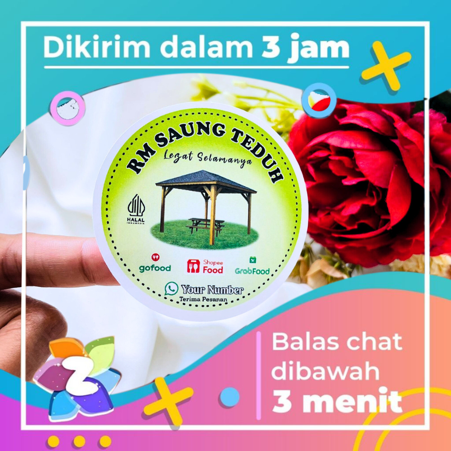 

2-4 Zennida Sticker Print Cetak Stiker Logo Warung Nasi Restoran Label Bulat Free Desain Uk.Kecil