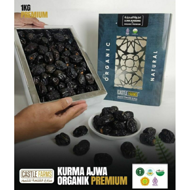 

KURMA Ajwa Organik Madinah Castle Farm PREMIUM Kemasan asli BIRU