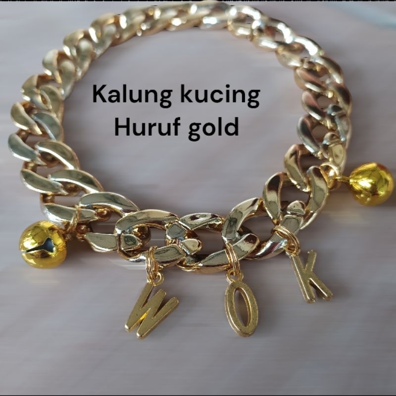 kalung kucing kalung anjing rantai gold custom nama huruf gold