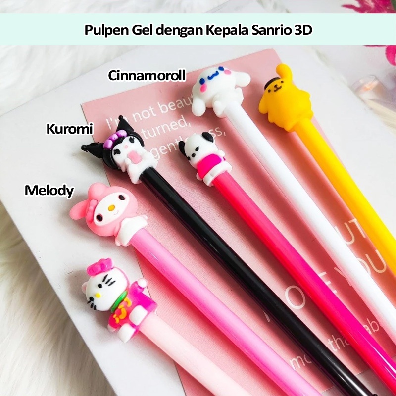 

Pulpen Gel Pena Bulpen Sanrio Kuromi Cinnamoroll Melody dengan Kepala 3D Karet Cantik Imut Lucu Bagus untuk anak sekolah PAUD Preschool TK SD