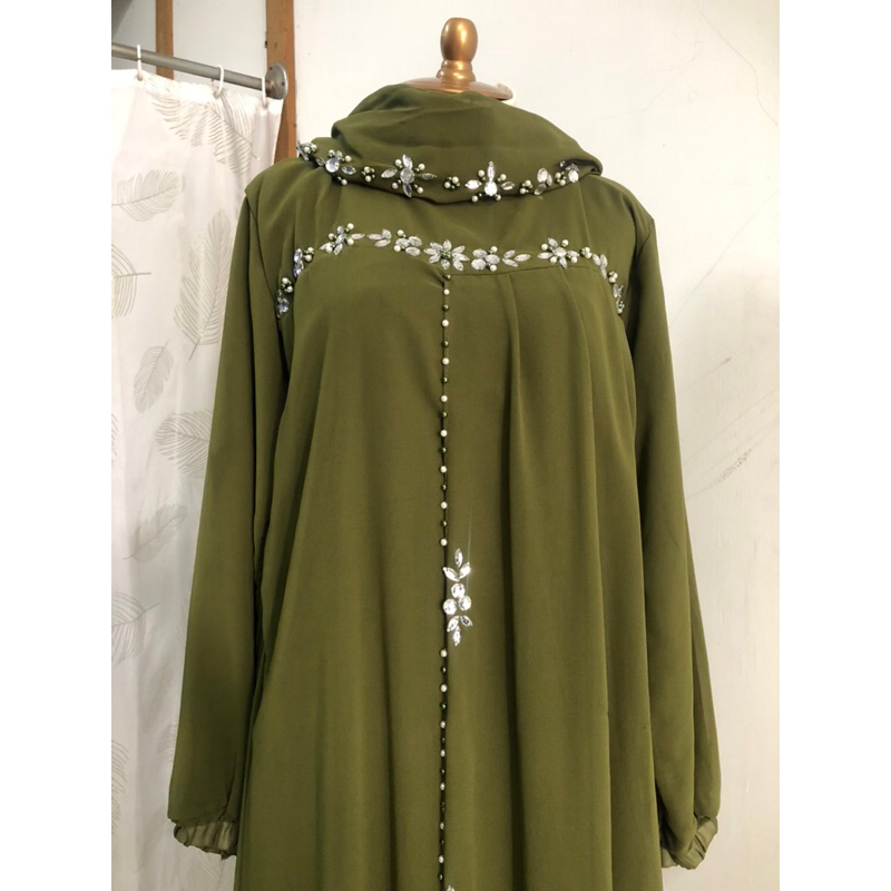 Dress Gamis Muslim Payet Wanita Ceruty Babydoll, Gamis Payet Lebaran