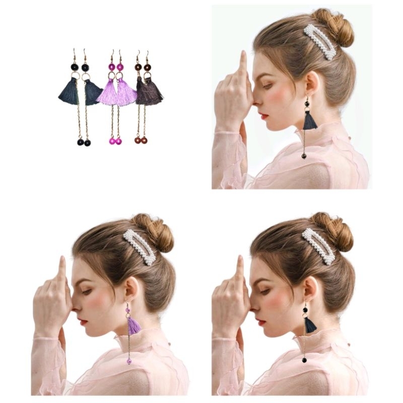 Anting Fashion Hijab Tassel Rantai | Anting Hijab Tasel Panjang