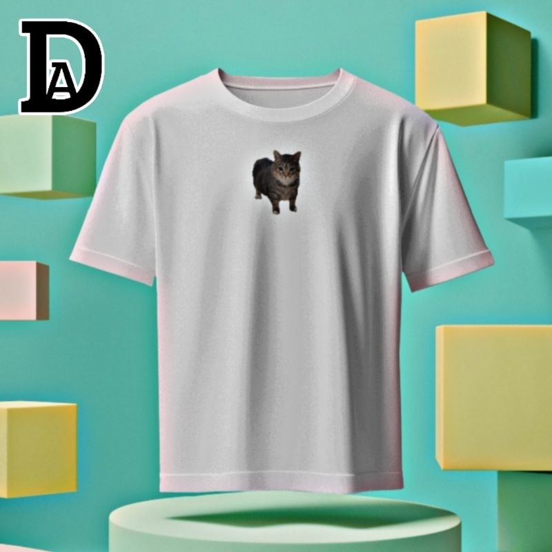 [DressArt] Baju Kucing Akmal Meme Brainrot | Kaos Meme Kucing Akmal Bertopi Merah/Biru | Kucing Meme