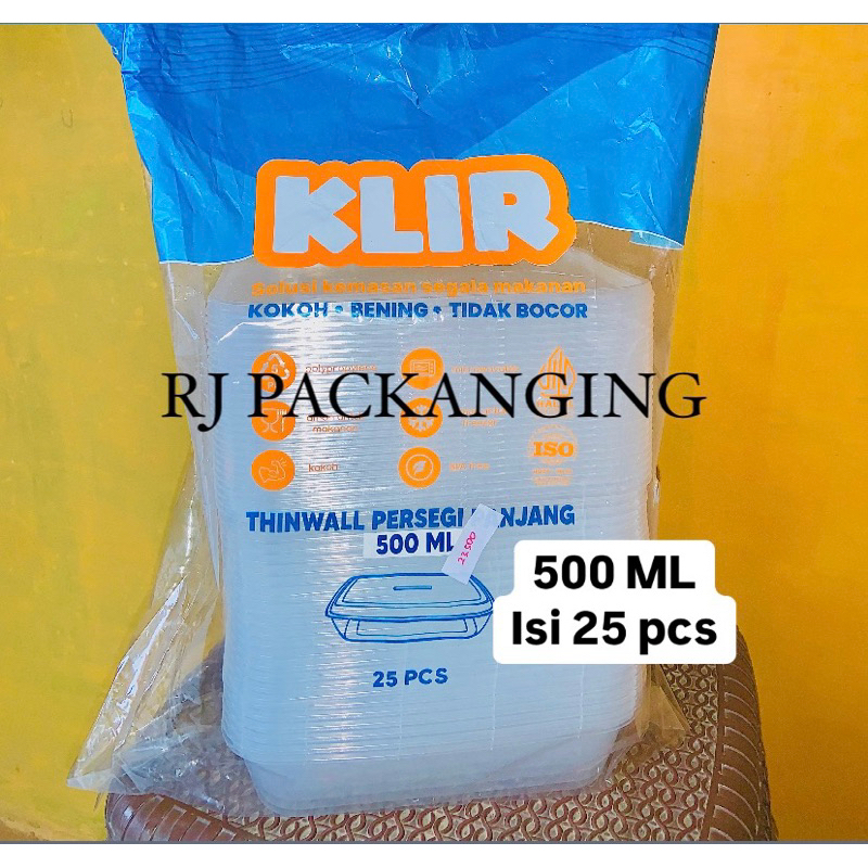 Kotak makan plastik 500ml isi 25pcs tempat makan plastik nasi, microwave, Thinwall container food kl