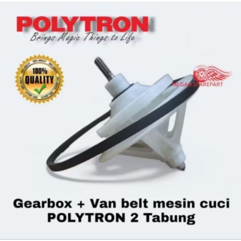 PWM7366 SET GEARBOX + VANBELT MESIN CUCI POLYTRON 2 TABUNG PWM7366