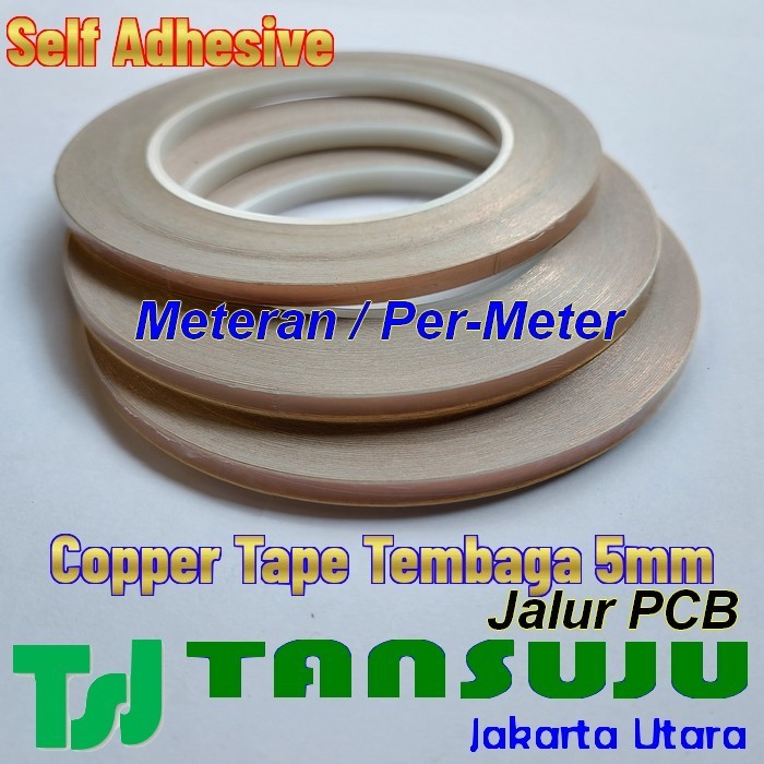 Self Adhesive Copper Tape Isolasi Tembaga 5mm Untuk Jalur PCB -Meteran