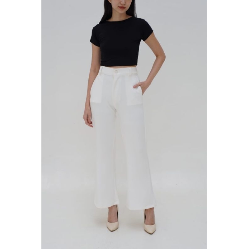 Celana Kulot Cutbray Wanita Scuba Premium Putih
