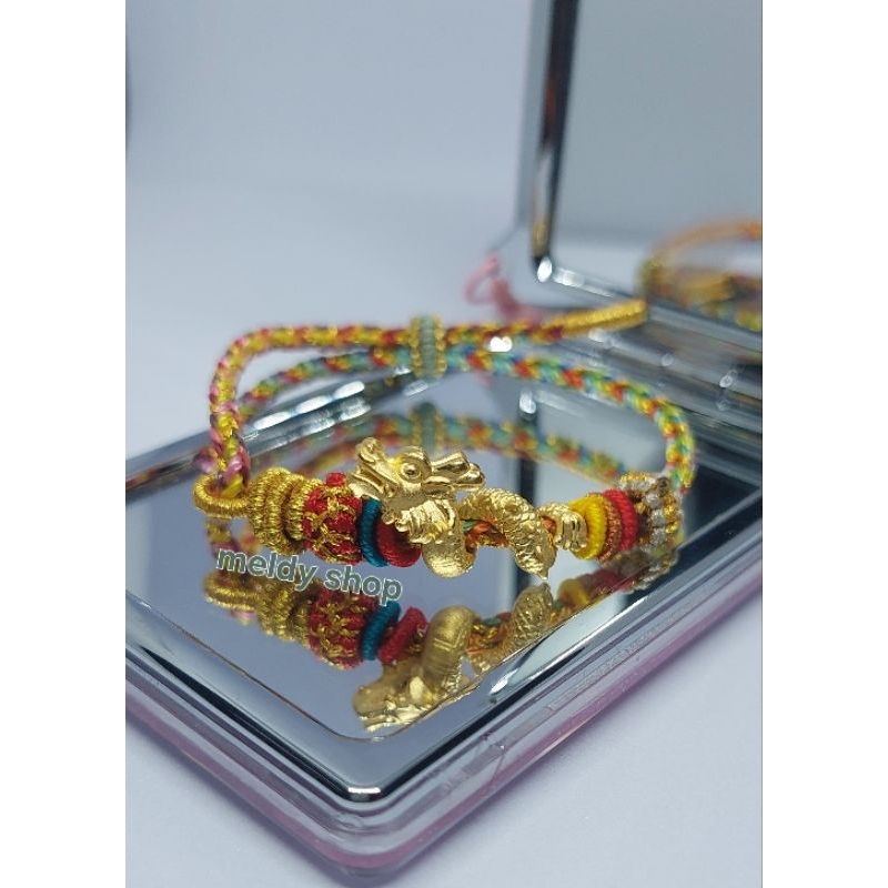 MELDY SHOP gelang tali variasi emas charm pixiu naga lilit polos 24k emas hongkong 999 gelang tali k