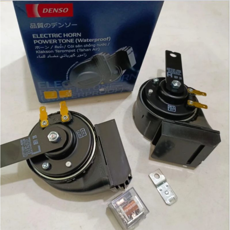 klakson Denso WP keong plus relay 4 kaki.