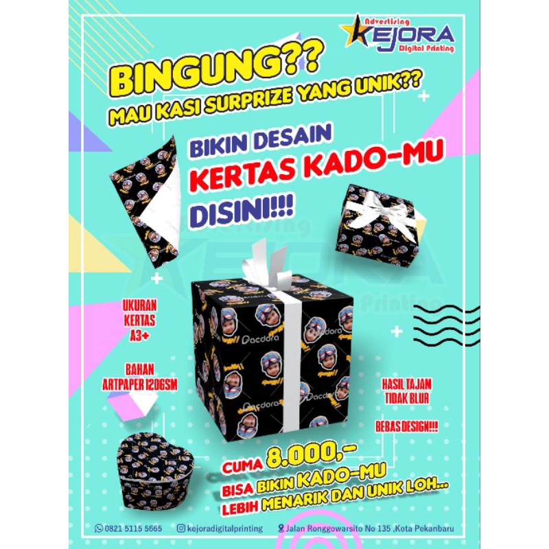 

Kertas Kado Custom | A3+ Bebas Design