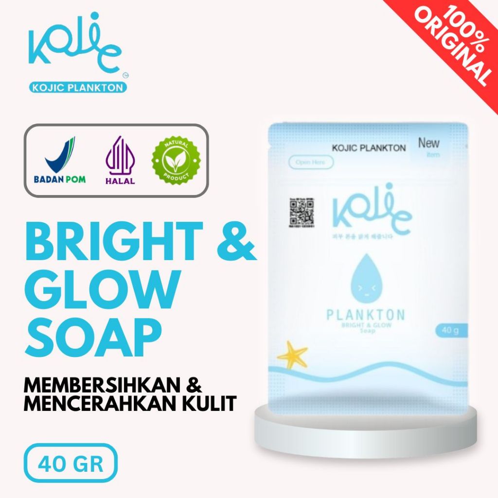 Kojic Plankton Bright Glow Whitening Soap ORIGINAL ASLI Sabun Pemutih & Pencerah Wajah & Badan 40gr