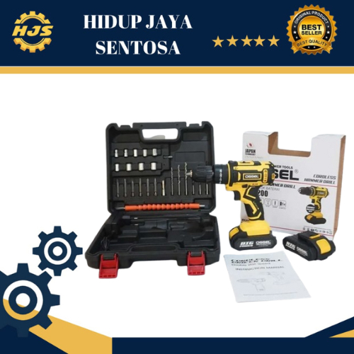 OSSEL Cordless Hammer Drill Bor Tembok Baterai Charger Double Baterai CD2200