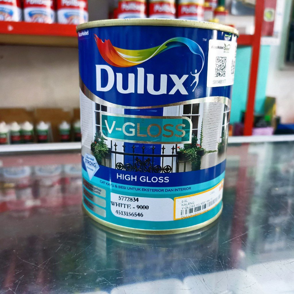DULUX VGLOSS 0,8 LITER / CAT KAYU DULUX / CAT BESI DULUX White Putih