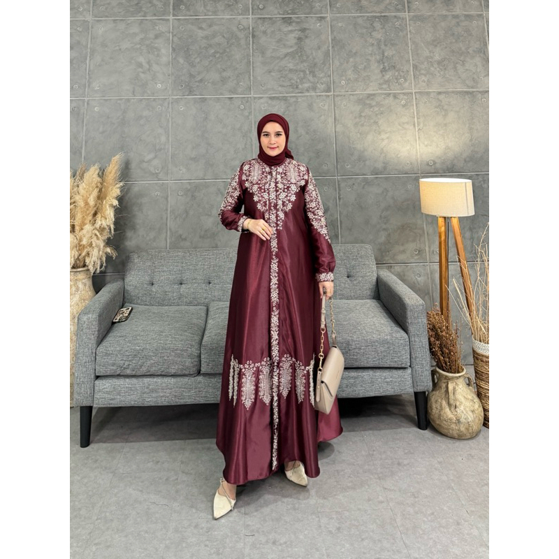 gamis kristal bordir terbaru/ motif pintu aceh / gamis lebaran