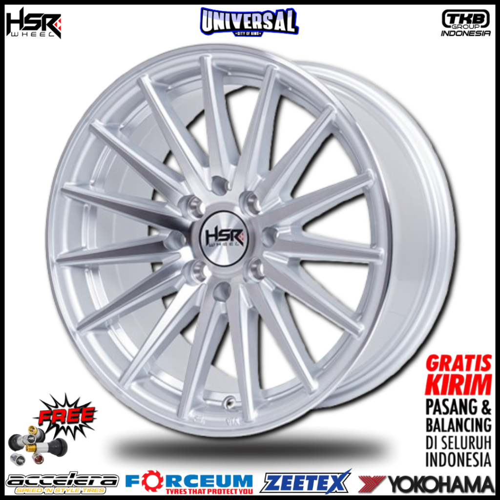 Paketan Velg hsr Tsukuba R15 ban 185 55 r15 accelera phi buat Agya Cayla Brio Mirage dll