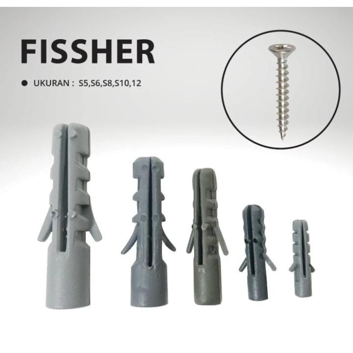 Fisher set 50pcs 6mm 8mm + Skrup Sekrup S6 / S8