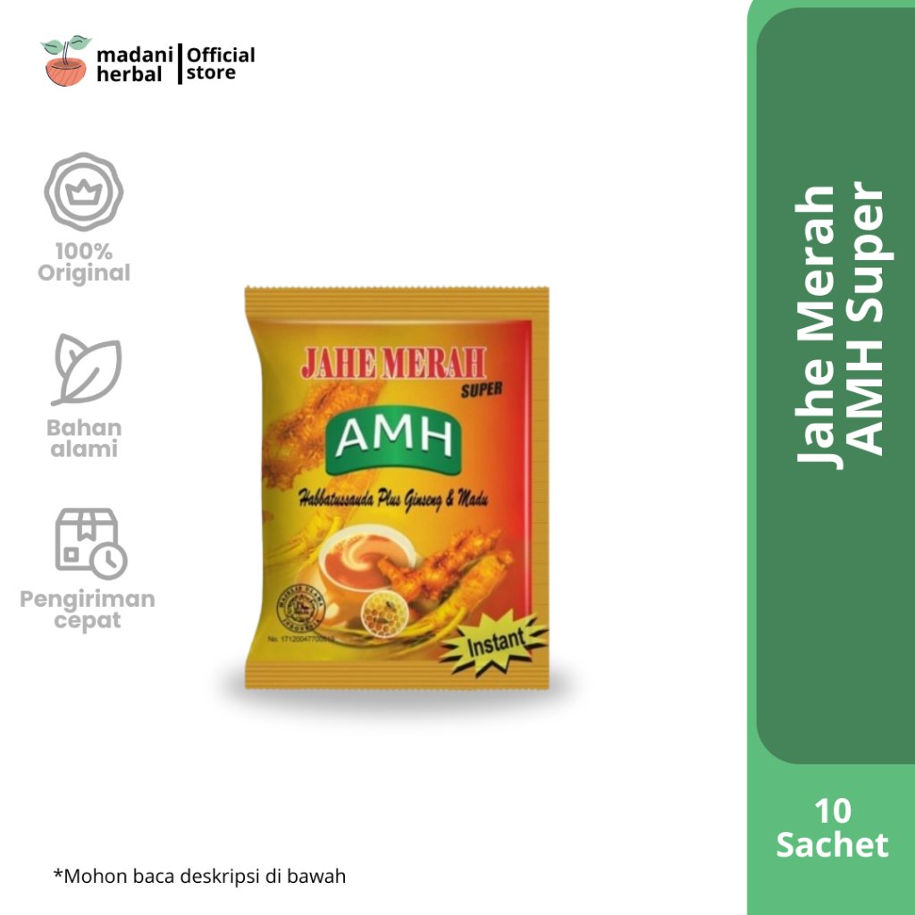 

Jahe Merah AMH Super Amanah 1 Renceng Isi 12 Sachet