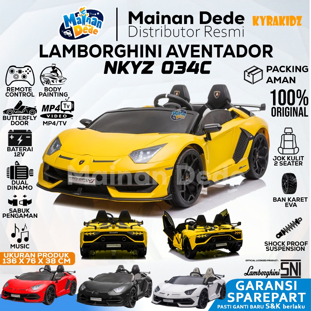 Mainan Mobil Aki Anak Lamborghini Aventador SVJ NKYZ 034C Licensed