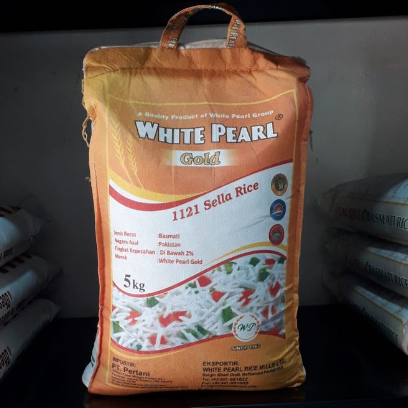 

Beras Basmati White Pearl Creamy Sella - Kemasan Asli 5 kg