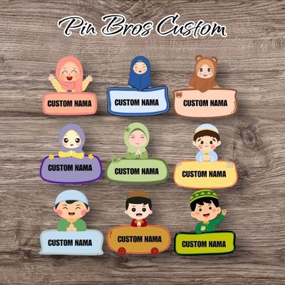Akrilik Bross Custom Nama | Pin Akrilik Custom Nama | Name Tag Acrylic Free Custom Nama