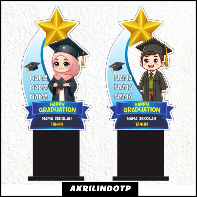 Piala Wisuda Akrilik Custom Model Bintang Free Tulisan