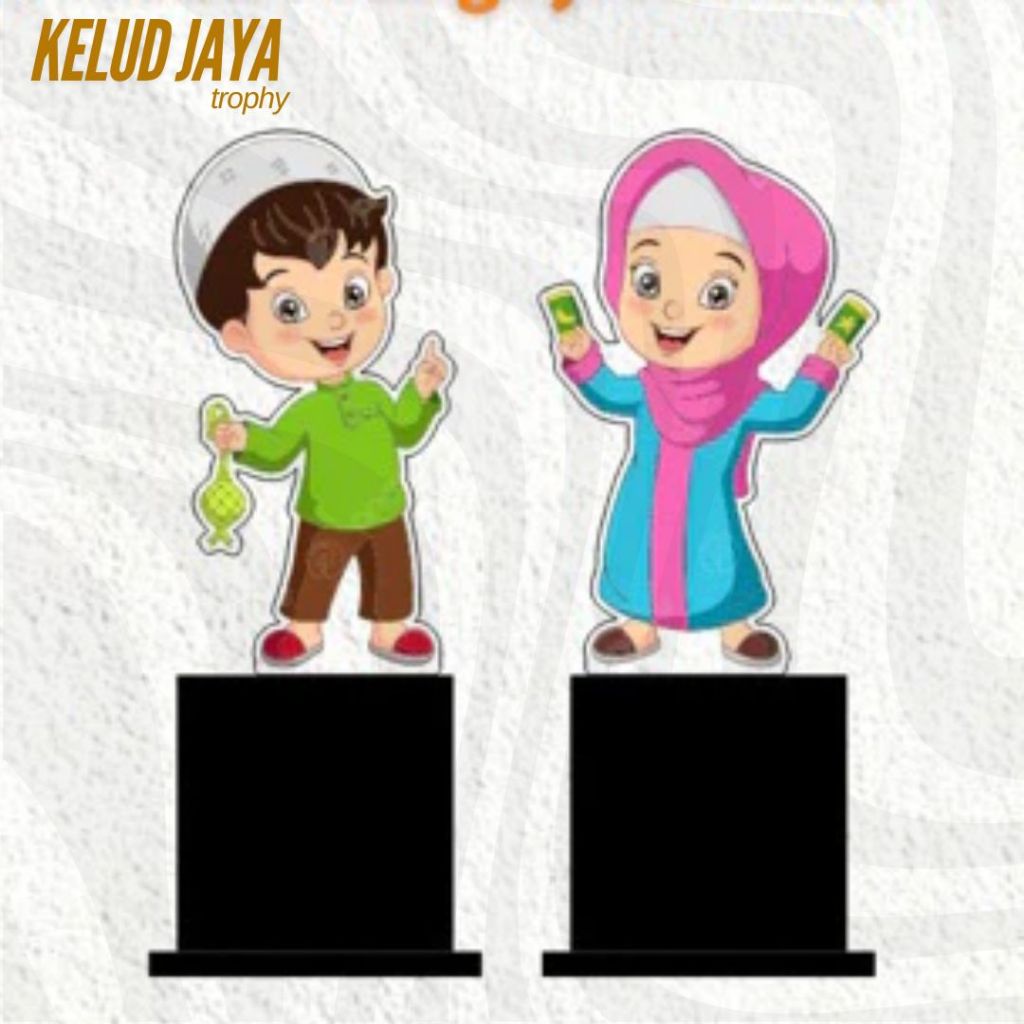 Piala Akrilik (Anak Muslim Biru Pink) - Piala Wisuda- Piala ANAK Muslim - Plakat Akrilik Wisuda - Pl