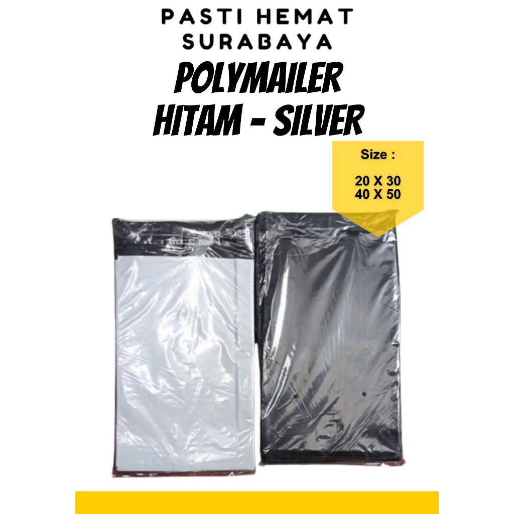 

Plastik Packing POLYMAILER | Plastik Online | Polymailer Premium | Polymailer Lem Permanent I Warna Hitam I Silver I