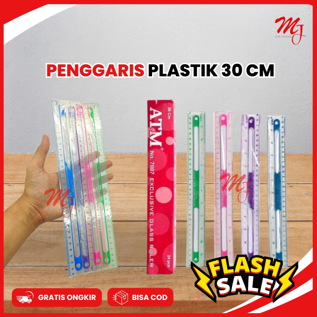 

(24 pcs) Penggaris Plastik 30 CM ATM NO.7007 1 Pack