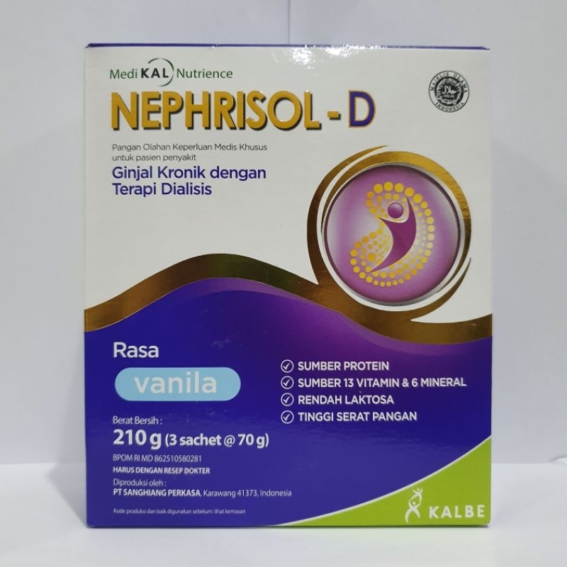 

Nephrisol - D Vanilla 210g - Susu pasien ginjal dialisis