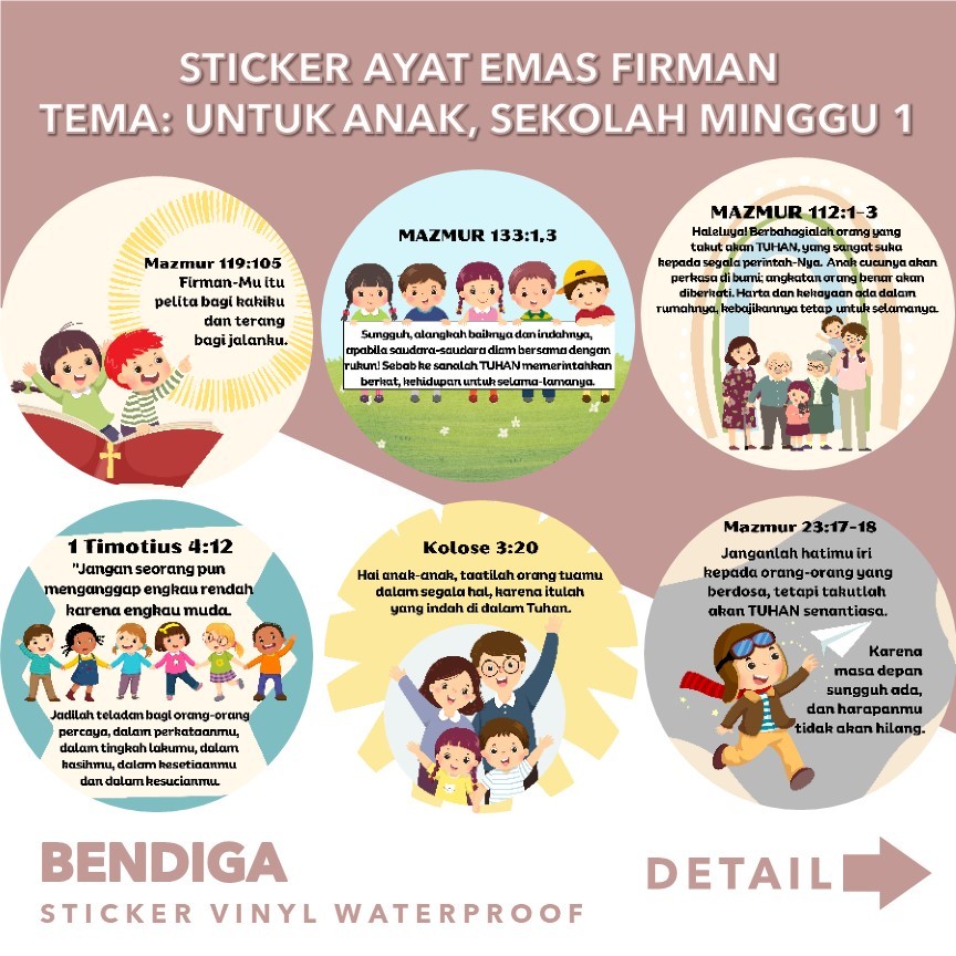 

STICKER AYAT EMAS FIRMAN TEMA: UNTUK ANAK, SEKOLAH MINGGU - ELSTUDIO Sticker VINYL tahan air