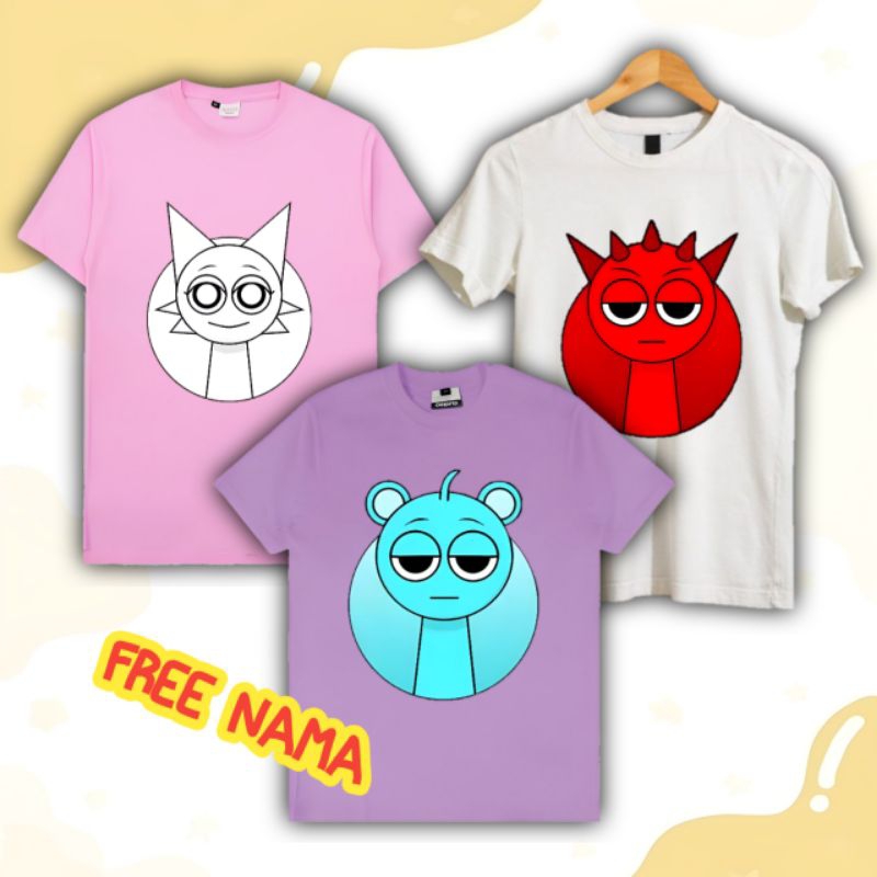 kaos anak sprunki usia 2-12 tahun/kaos anak laki-laki/perempuan sprunki/baju anak sprunki/atasa anak
