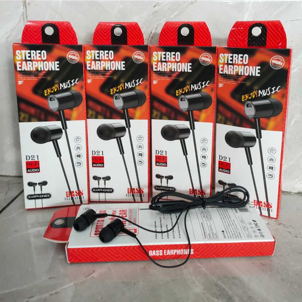 BASS Stereo Earphone Hi-Fi Audio D21