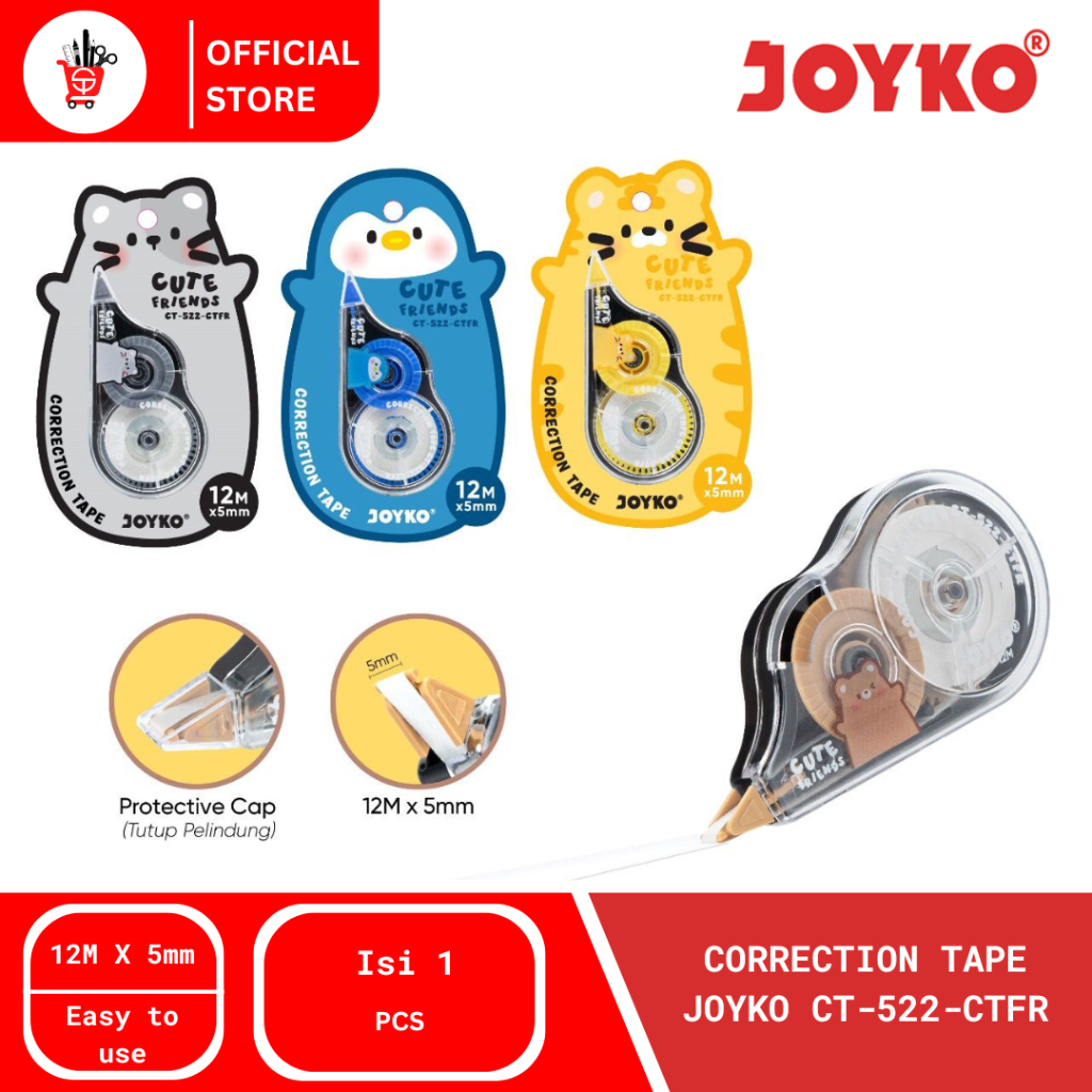 

Tip-Ex Kertas | Correction Tape Joyko CT-522-CTFR Cute Friends (1 PCS)